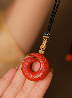 极速天然原矿高含量红砂吊坠朱砂时来运I转手工编织项链女款国风