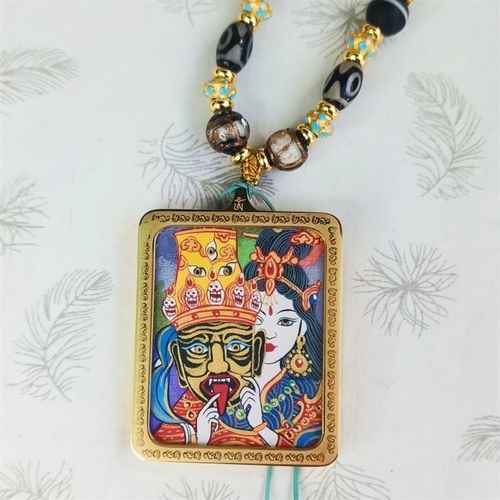 极速西藏青海热贡纯手工绘扎基拉姆前世今生财神唐卡佛Z牌吊坠嘎