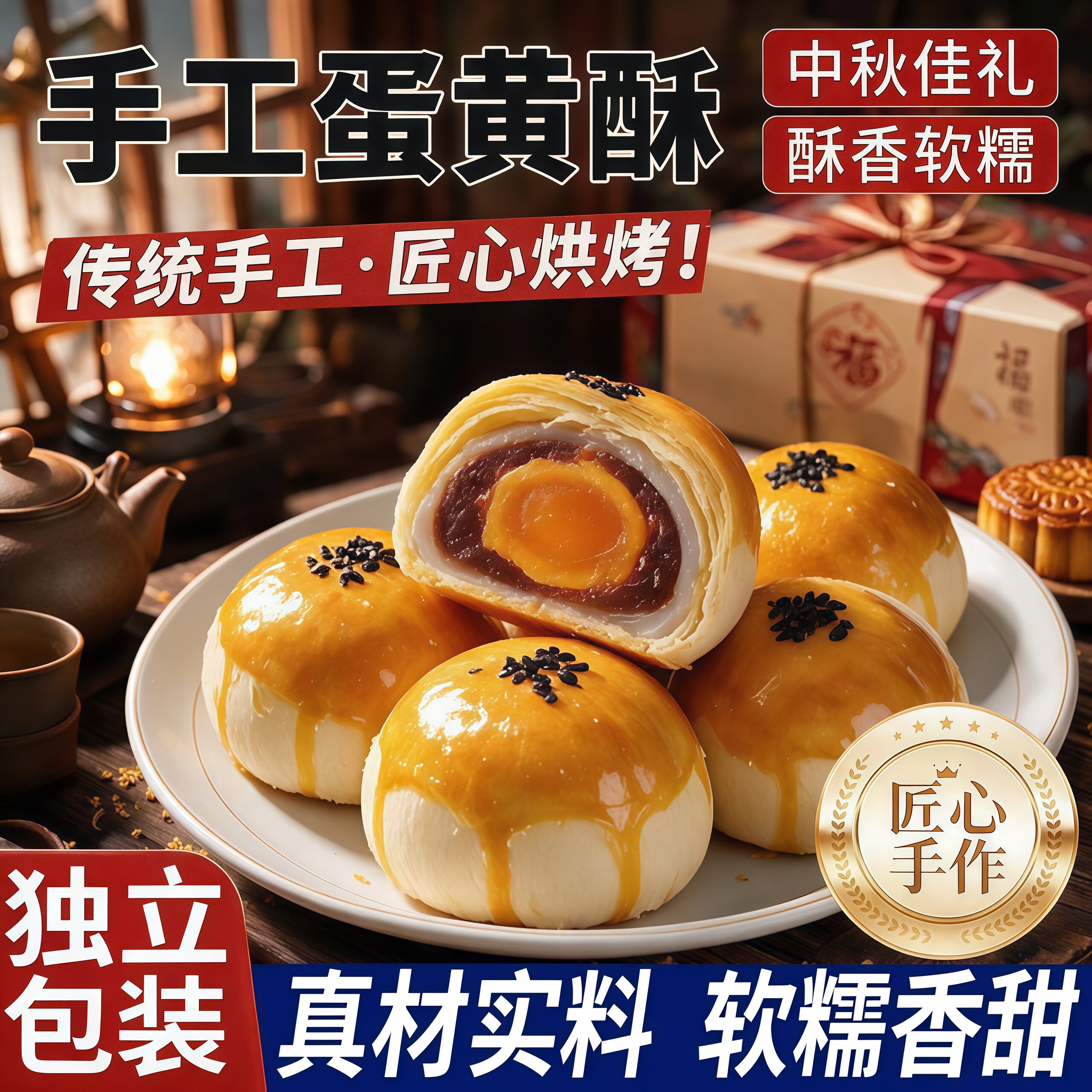 蛋黄酥雪媚娘流心咸蛋黄包装盒图片