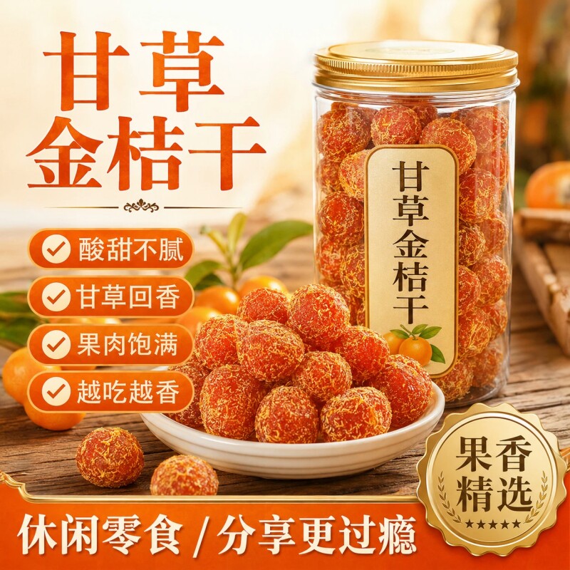 甘草金桔干正宗官方旗舰店蜜饯金桔化广西融安痰咳无添加果脯即食