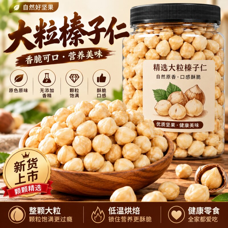 原味东北榛子仁坚果烘焙特产野生开口榛果炒熟臻子正品官方旗舰店