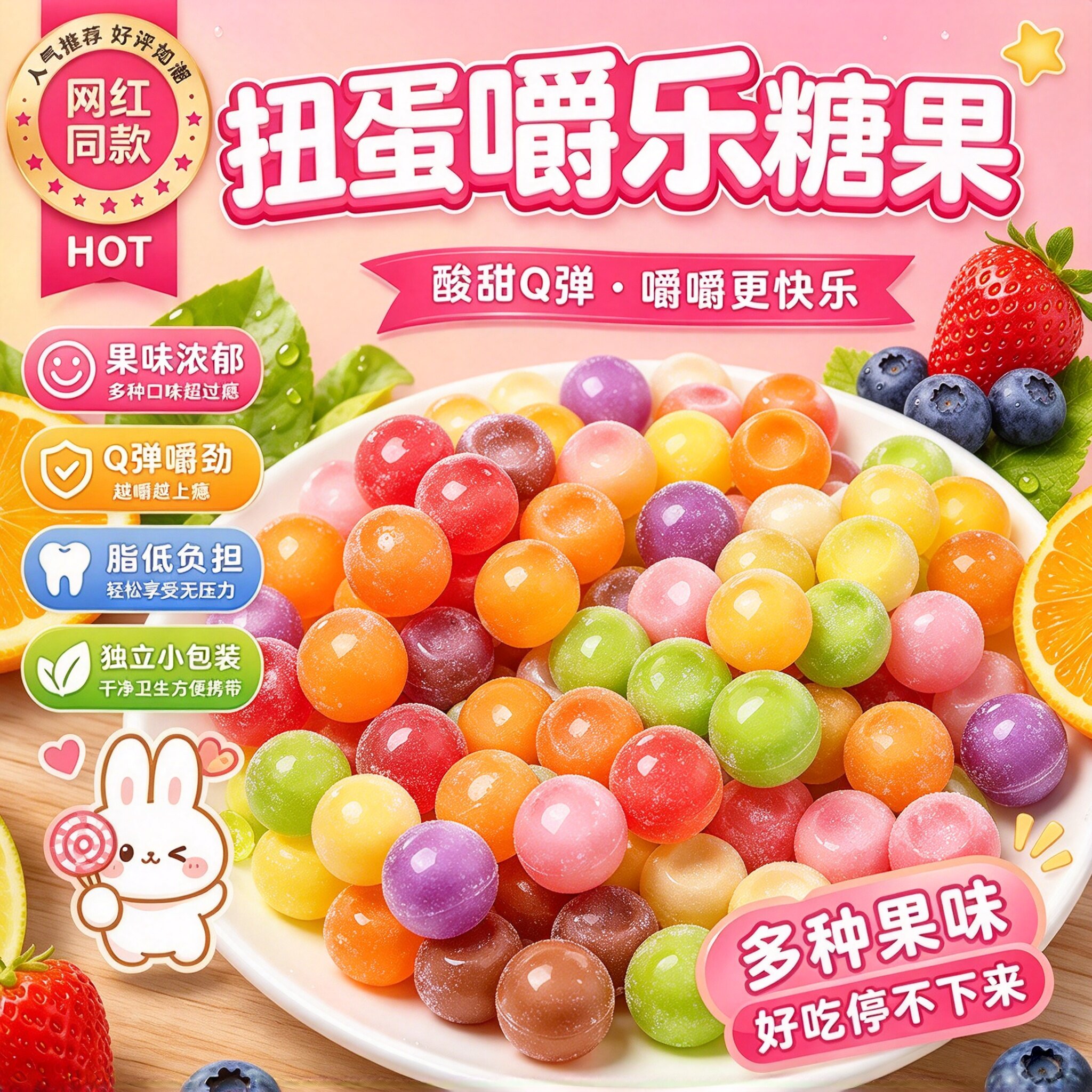 正版扭蛋嚼嚼乐网红同款球形糖果拽拽糖混合口味儿童款官方旗舰店