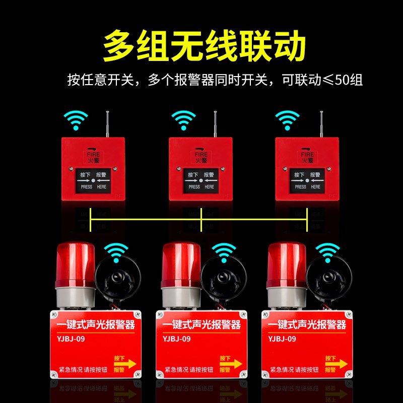 速发一键报警器手动按钮200米400米700米自复位无线联动遥控开关