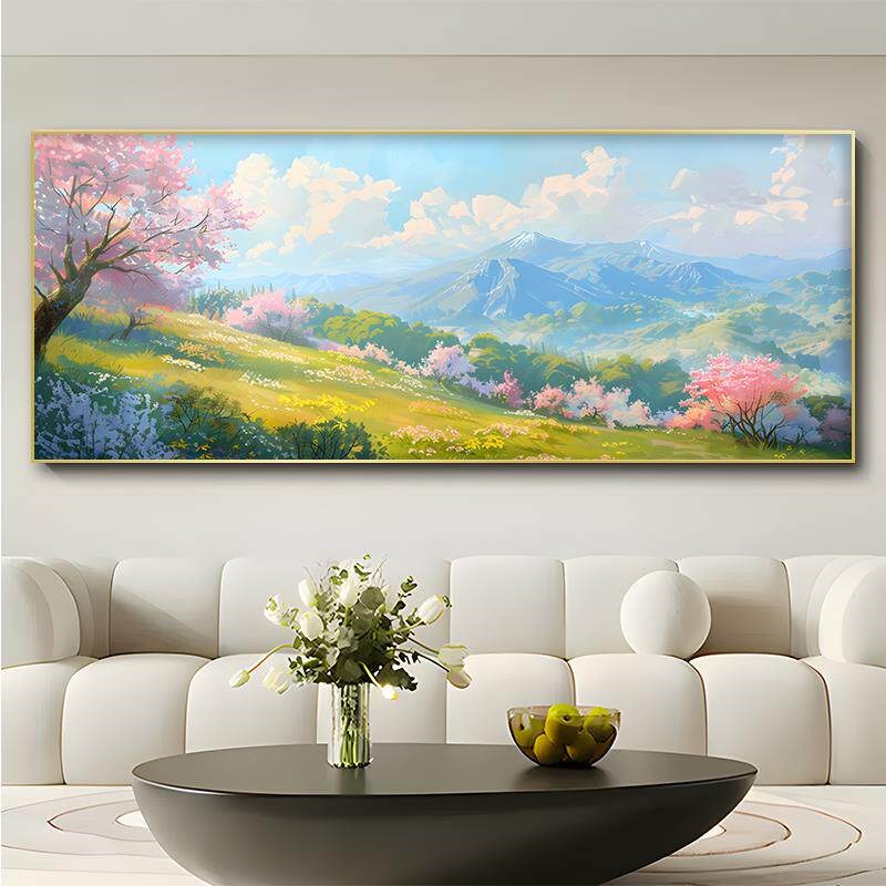 速发大汾村油画风景画2025新奶油风格装饰画旗帜客厅沙发背景墙挂