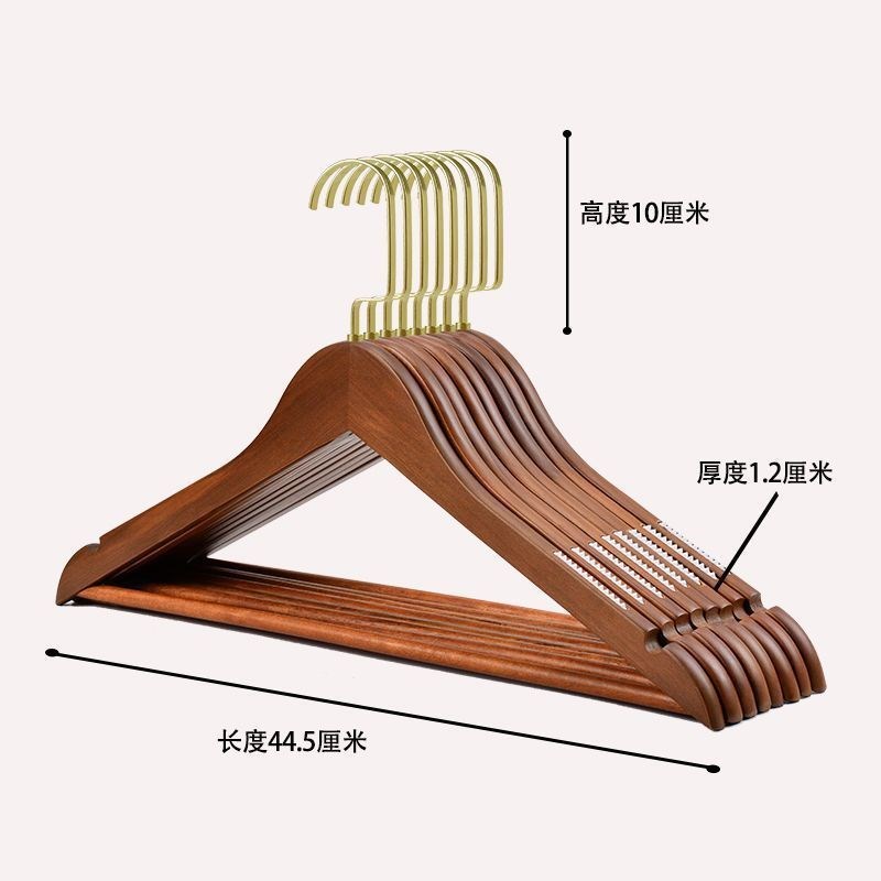 速发木衣架木房豪宅北美实新黑胡夹木色木制衣柜无痕裤桃木质