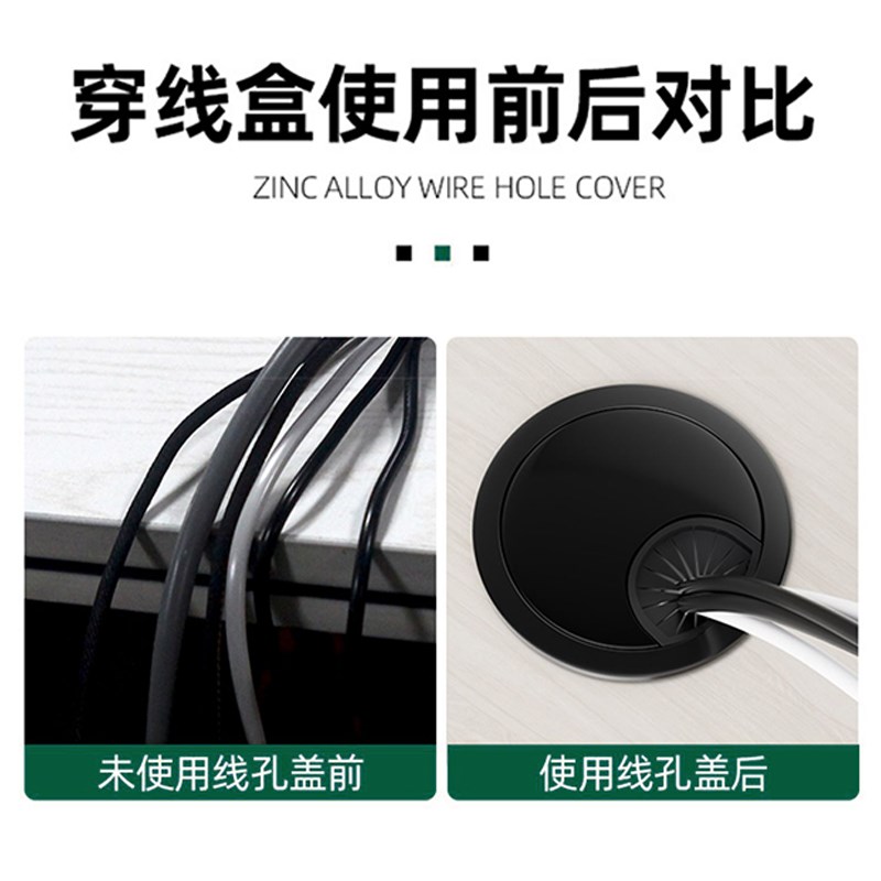 速发电视柜穿线孔板盖装饰圈装饰盖桌面圆形孔洞盖开书桌穿线盒线