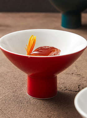 速发优格高脚斗笠甜品碗酒餐店厅意境创碗菜意前菜碟子陶瓷茶点零