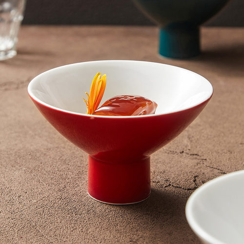 速发优格高脚斗笠甜品碗酒餐店厅意境创碗菜意前菜碟子陶瓷茶点零