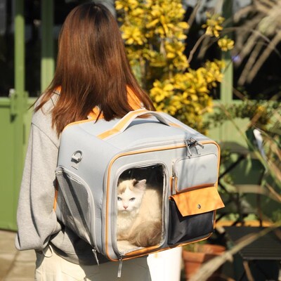 速发猫咪长途坐车神器便携斜挎猫包外出保暖猫箱太空舱不晕车