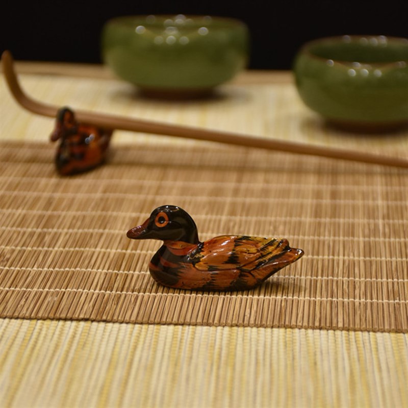 速发鸳鸯茶拨托茶夹托小鸭子创宠酒店饭笔筷子托店托茶道茶意摆件