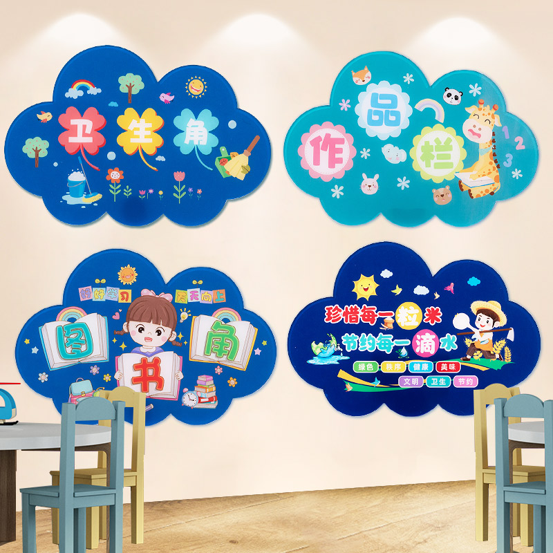 速发儿幼园环创材料卫生角角区班级布置教室装饰作品栏压克力墙贴