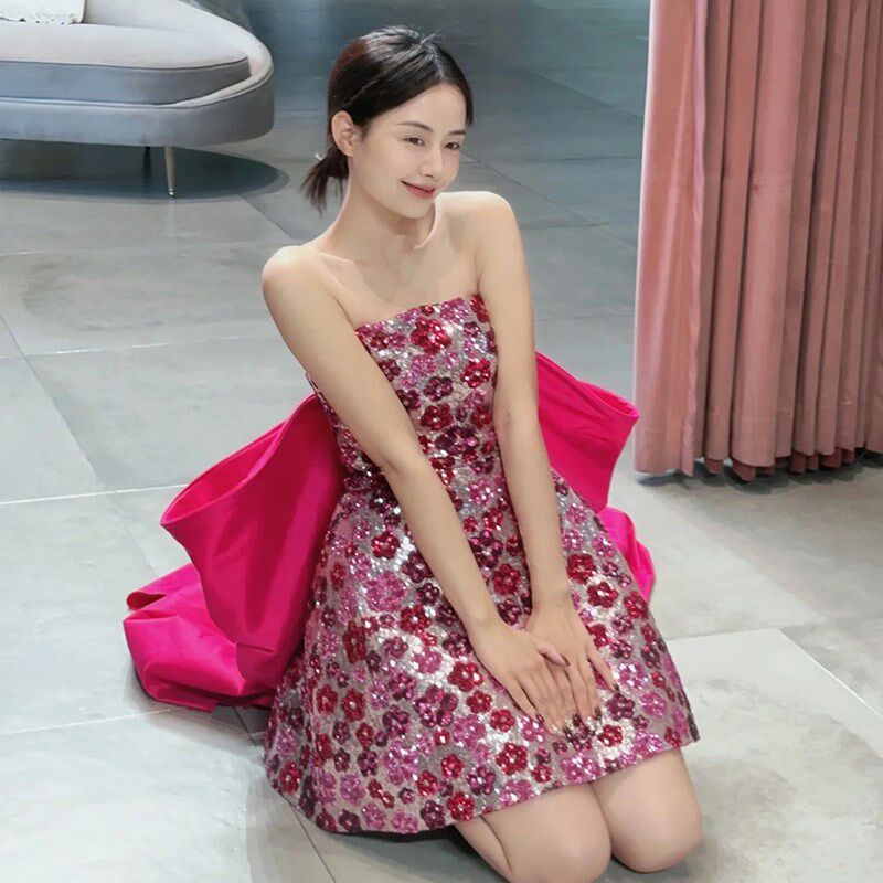 抹胸敬酒服2025新款小个子新娘轻奢高端甜美结婚宴会晚礼服裙短款