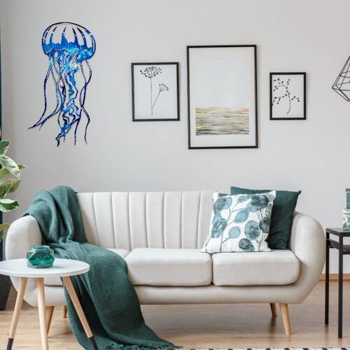 好货Metal Jellyfish Wall Decor Sea Wall Art Decor Tropical F