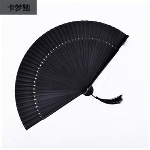 折扇乌金铁扇扇子男生霸气防身钛合金扇子钢骨折扇简约现代