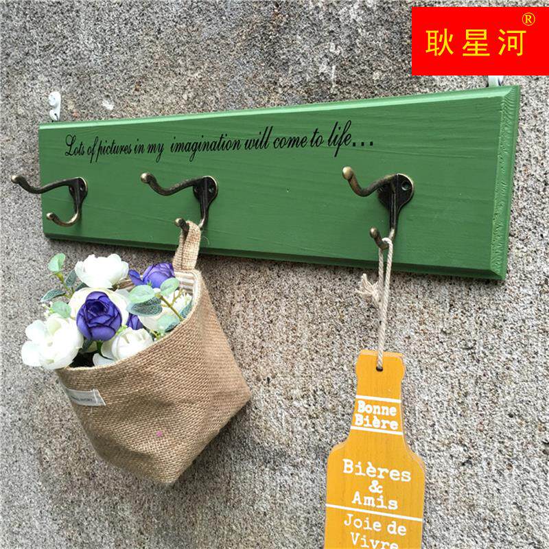 极速免打孔欧式复古做旧实木衣帽挂钩创意壁挂服装店试衣间装饰挂