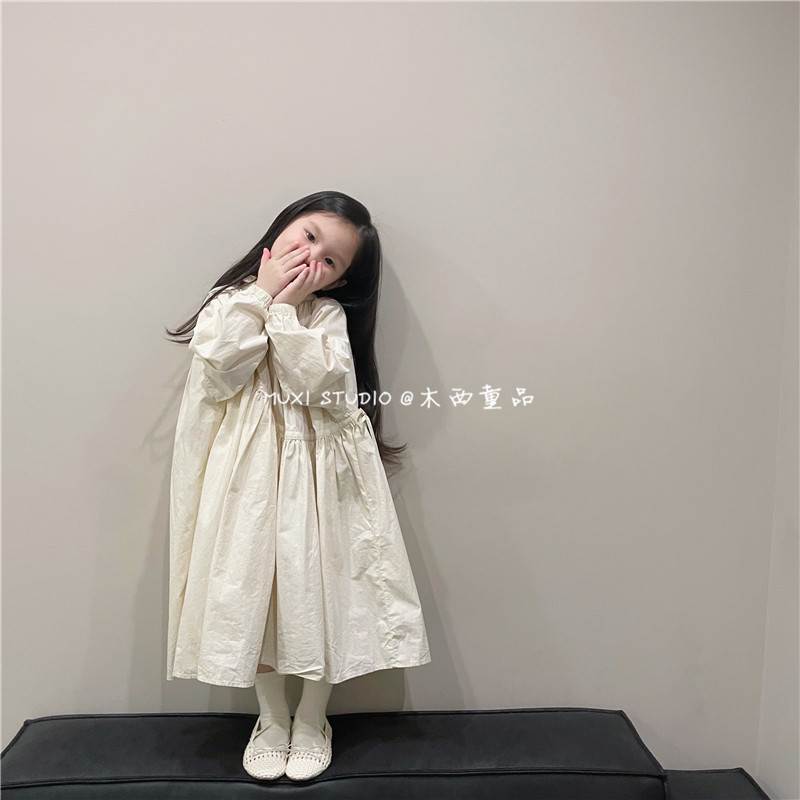 极速木西童品2023春韩国女童洋气森系连衣裙女宝宝可爱复古两面穿