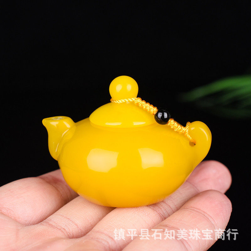 极速新疆外蒙料鸡血玉把把壶手把件金丝玉戈壁玉玉石玉器和田玉壶