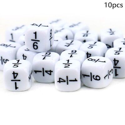 10Pcs/Set 16*16mm Fraction Dice White Fractional Number
