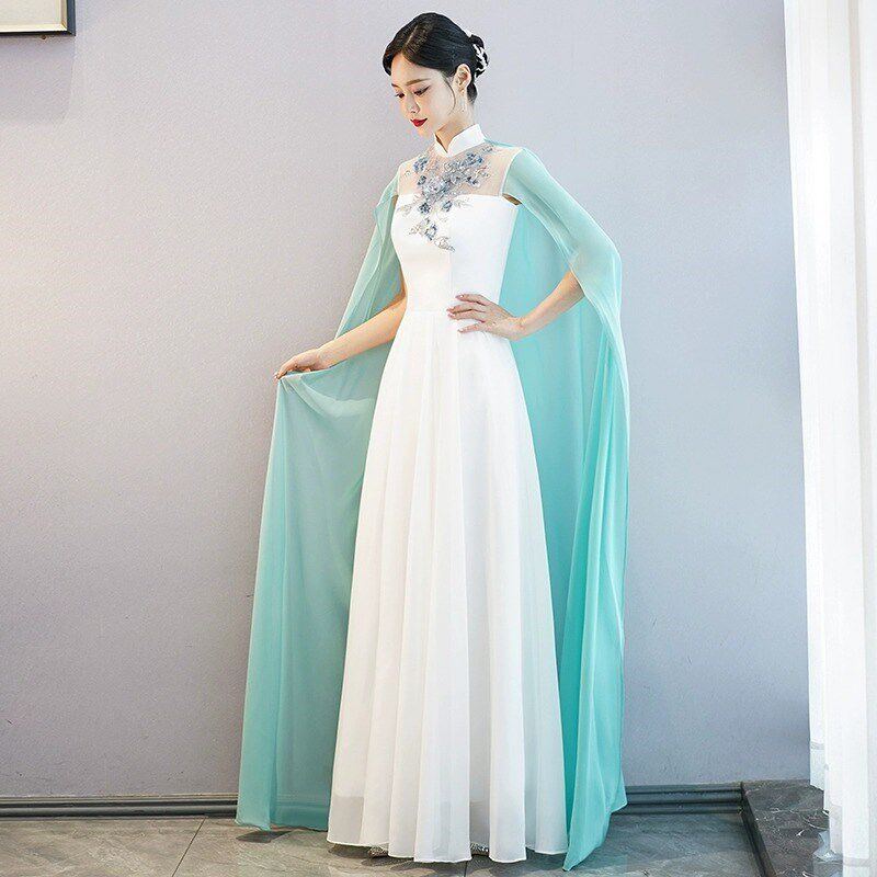 2025新款中国风礼服古筝演出服成人艺考琵琶钢琴演奏合唱服长裙女