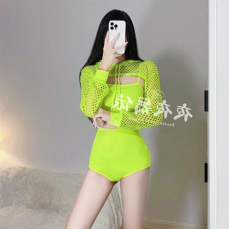 新款酒吧夜店gogo服装女DJ性感领舞女团荧光绿爵士舞套装DS演出服