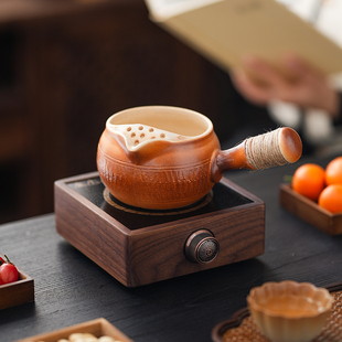 围炉煮茶壶砂金釉陶壶烤奶罐罐壶全套茶具套装侧把壶家用茶壶
