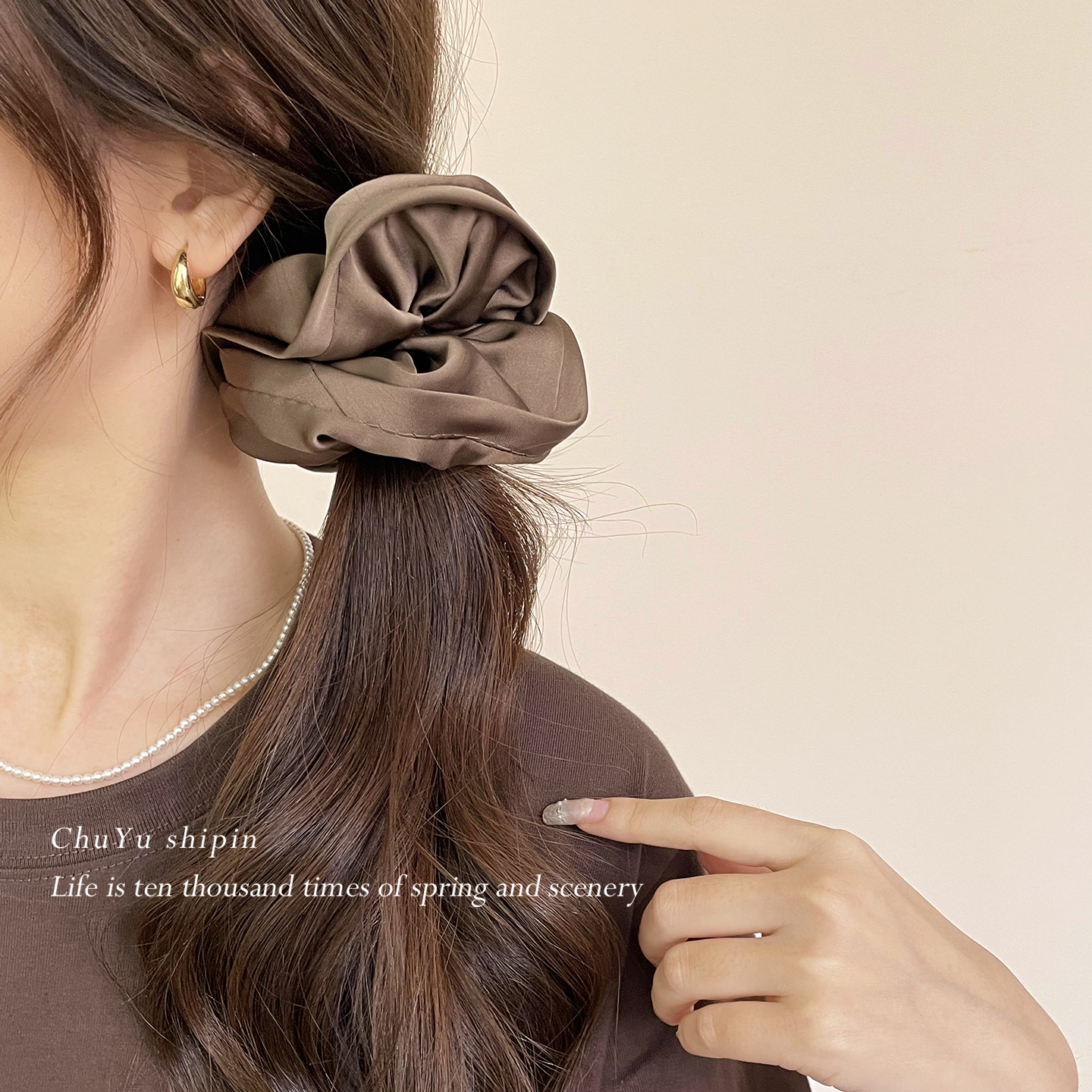 法式高级感大肠发圈女纯色