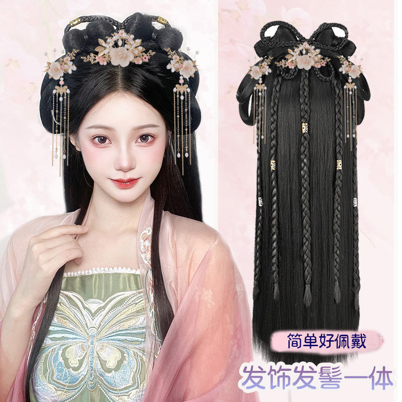 汉服假发包一体式懒人发型发箍头饰古风明制造型古装发饰百搭套装