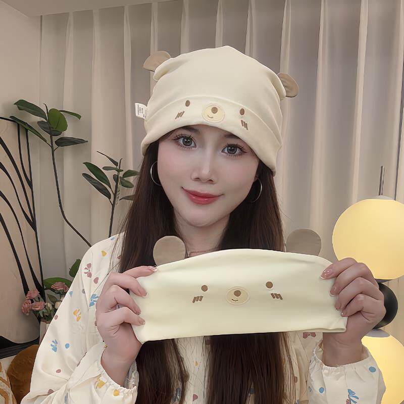 月子帽纯棉春秋孕妇产后防风帽子夏薄款发带产妇大头围吸汗妈妈帽