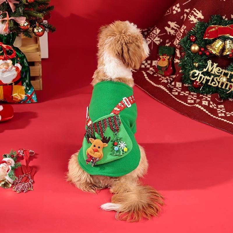 宠物圣诞节衣服小型犬狗狗猫咪比熊泰迪节日装扮麋鹿派对拍照服饰