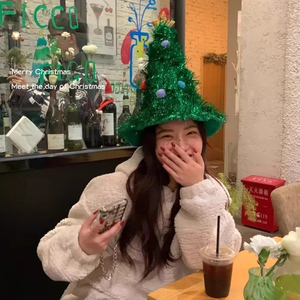 圣诞节装饰星星帽子女圣诞帽穿搭拍照道具服装装扮圣诞树头饰饰品