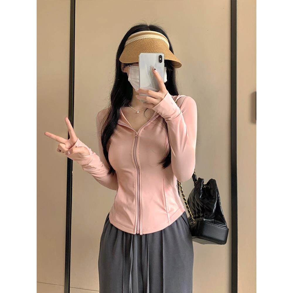 冰丝防晒衣女款夏季修身套装2024新款薄款外套紧身瑜伽服上衣防嗮