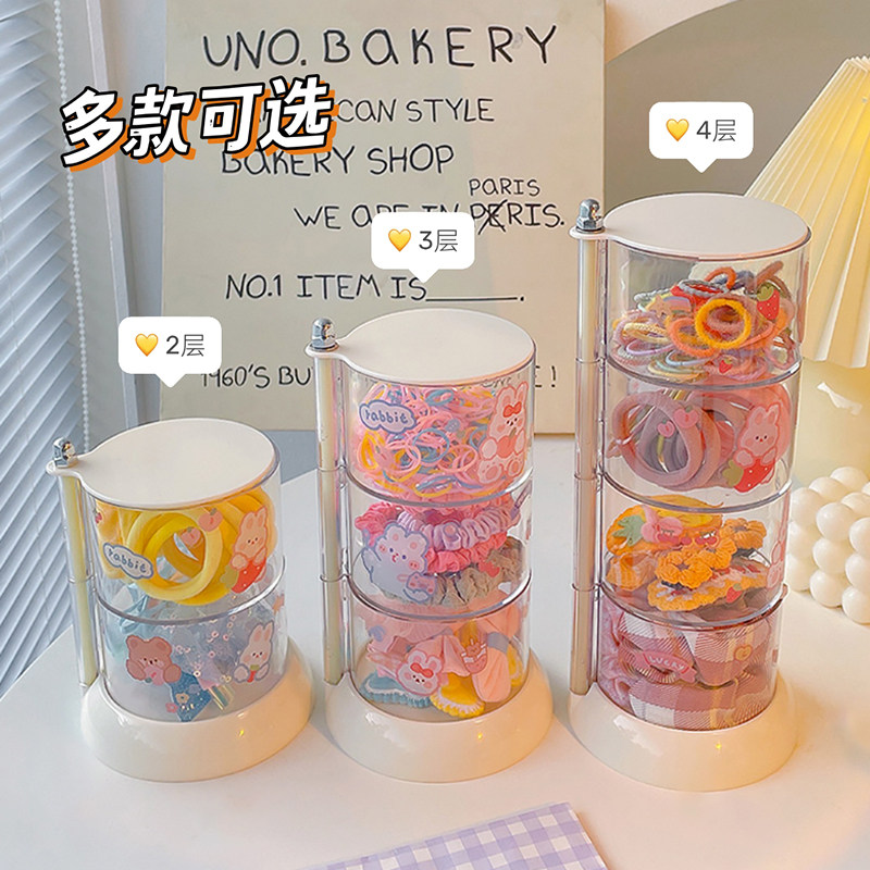 速发儿童发宝收纳盒孩宝饰卡夹发发皮筋首饰盒童头饰头绳旋转盒子