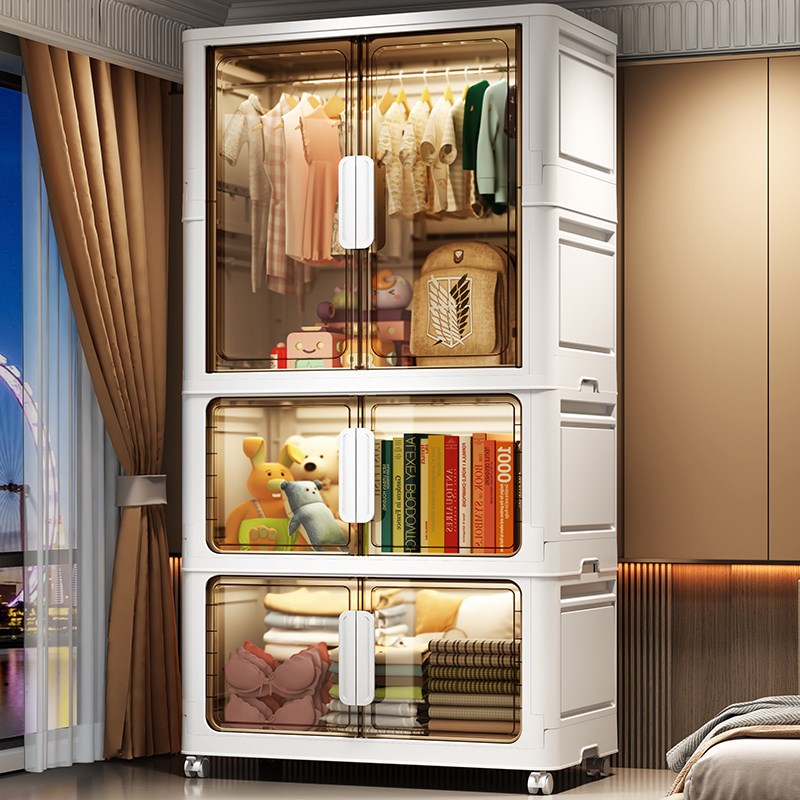 速发简约衣柜卧室家用房儿宝挂童储物柜简易宝衣橱折叠小衣橱