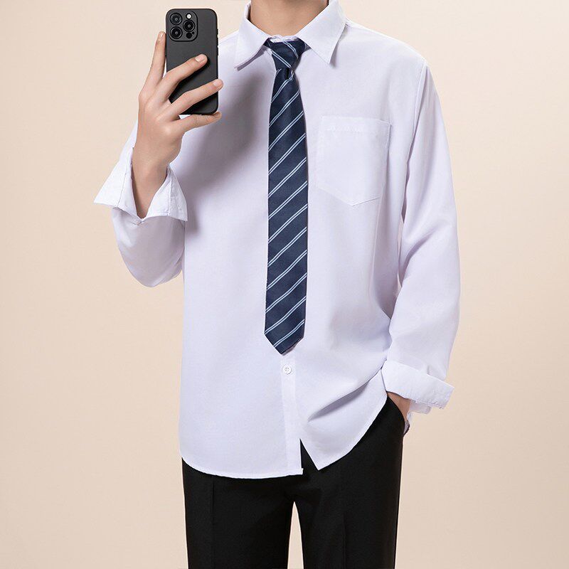 速发2025新款套装男长袖衬衣领带三件套商务青年宽松