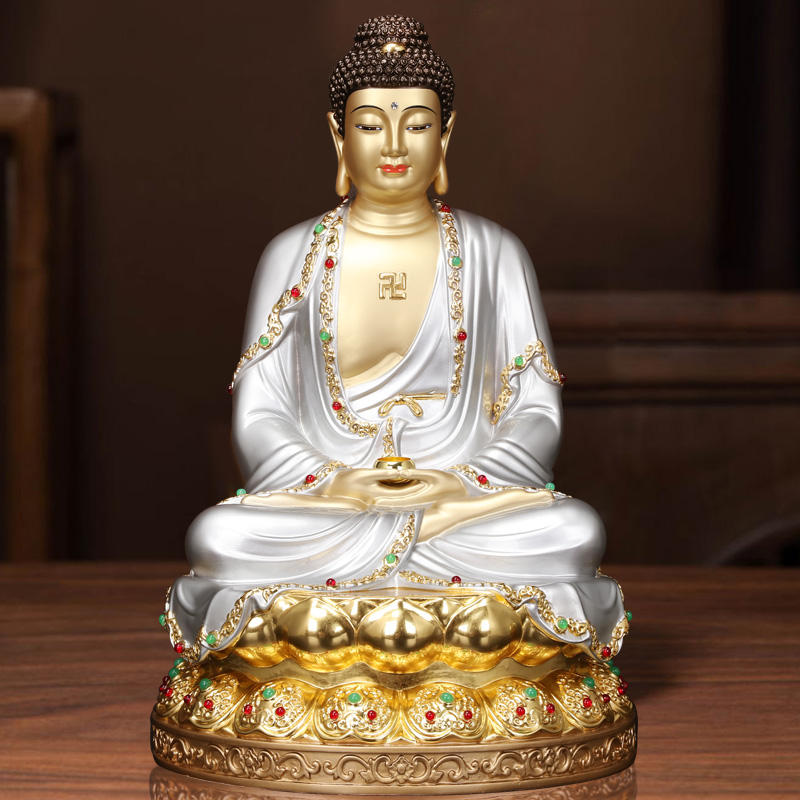 速发纯铜阿弥陀来佛像药师佛释迦牟尼佛娑婆三佛神像如佛圣祖三宝