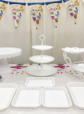 速发欧式生日甜品台摆盘展套架摆件示装点台冷餐摆心三层蛋糕托盘