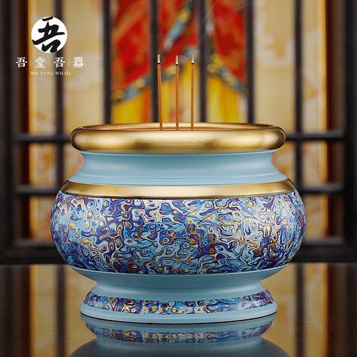 速发黄铜香炉家用室内供奉大号供佛炉香佛具用品熏香烧香炉上插薰