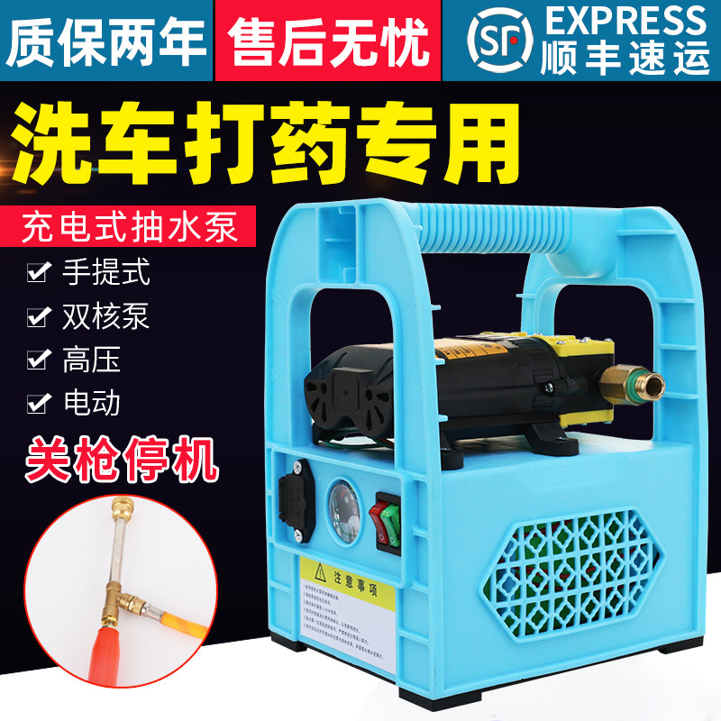 速发电动喷雾器农用充电便携式家用户外浇菜小型12v抽水泵打药机