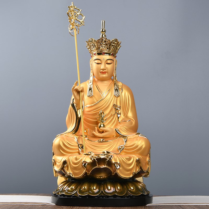 速发纯铜地藏菩萨像供奉家用萨鎏金娑婆三圣堂全佛地藏王菩铜佛像