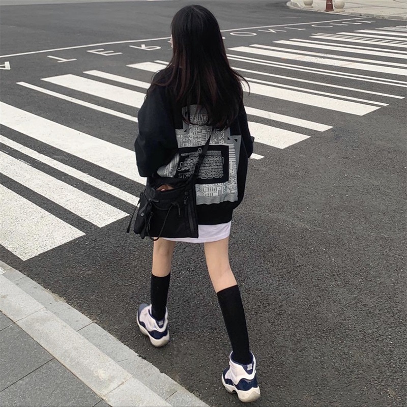 速发美上vitage炸街大码卫宽衣松薄款hiphop圆领式衣