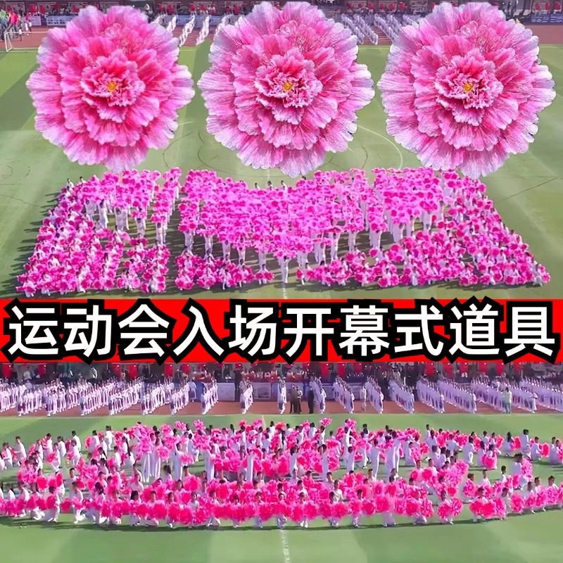 速发开动会入场运怀式创意道具手拿牡丹蹈手捧花成长在祖国的幕抱