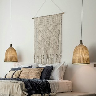 速发异竹 简约卧室床头灯民宿床头柜长线编围灯丽氛吊灯
