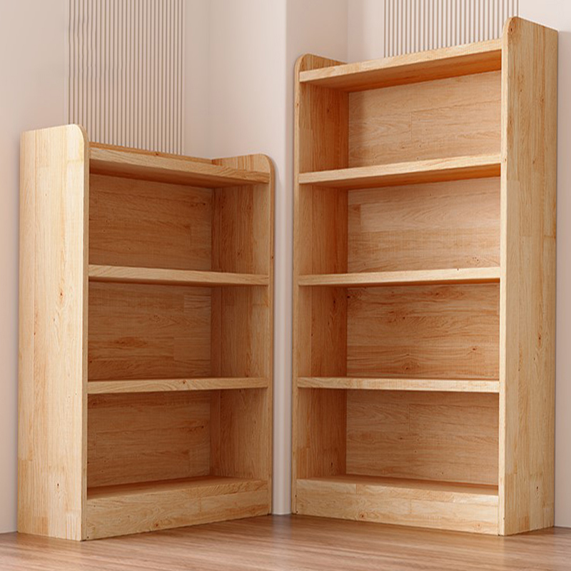 速发实木书架落地置物架一体靠墙矮柜子家物柜儿童储木松用小书柜