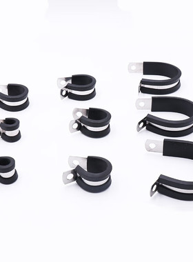 速发BJjj-1404不锈钢连胶条喉箍R型固定箍管夹卡夹胶扣橡卡减