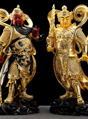 速发手供纯铜贴金韦陀伽蓝护法佛像铜像家用摆佛工件