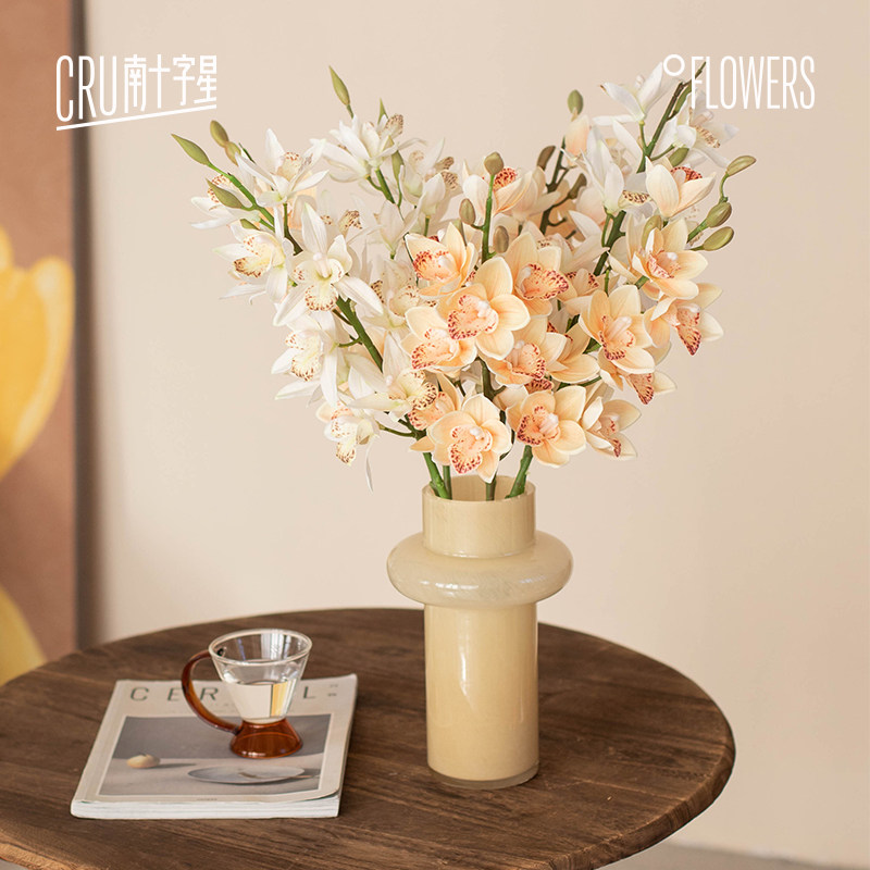 速发高品质蕙兰花花中花意境蝴蝶式假兰插花客厅餐桌装饰花艺摆件