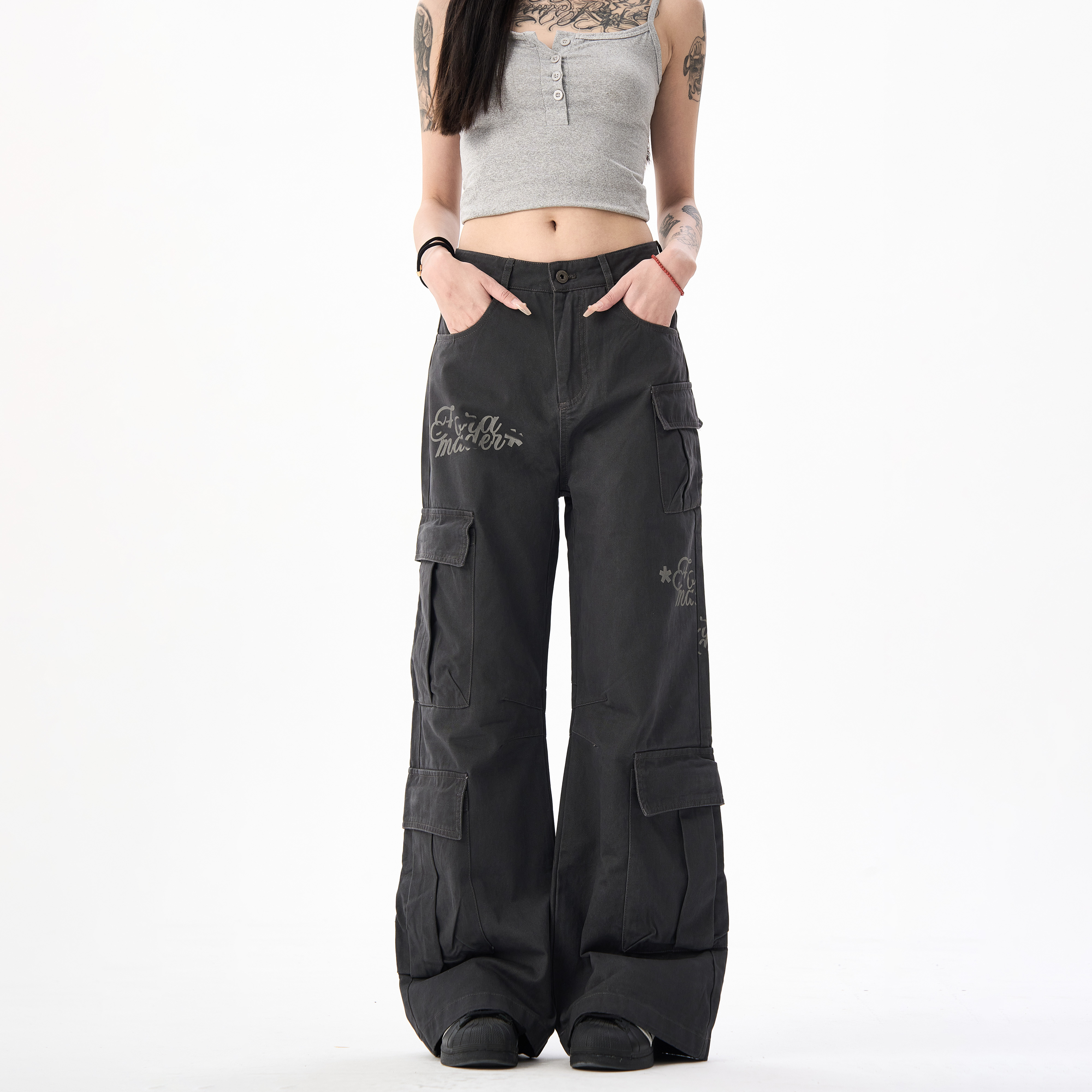 美式潮牌多口袋工装裤男女