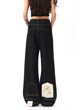 MAX ME倒装马毛【马到成功】冈山原牛盎司原色洗水做旧牛仔裤长裤