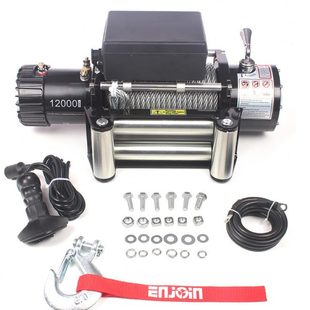 厂促越野车绞盘 汽车绞盘 12000磅电动绞盘带尼龙绳 车载12V