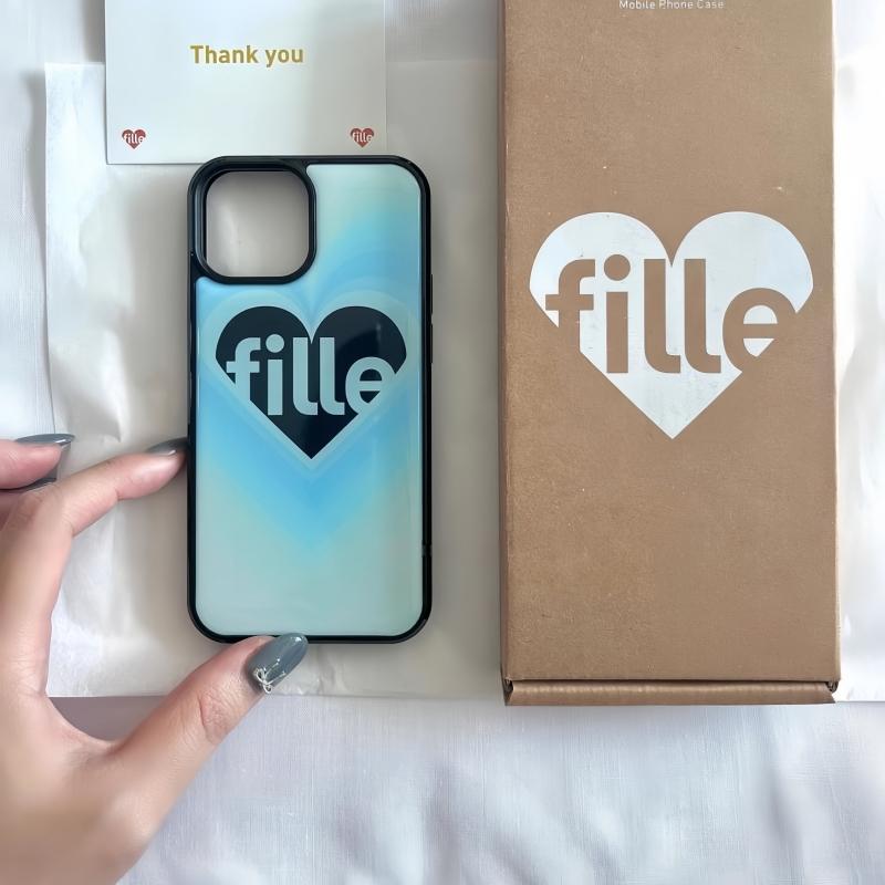 Fille韩国代购博主同款正品【晕染爱心系列】适用iPhone16promax手机壳ins风苹果15pm黑边14Pro全包13防摔